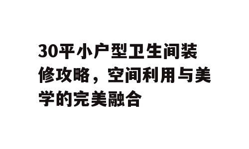 30平小户型卫生间装修攻略，空间利用与美学的完美融合