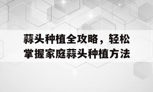蒜头种植全攻略，轻松掌握家庭蒜头种植方法