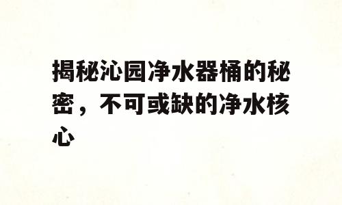 揭秘沁园净水器桶的秘密，不可或缺的净水核心