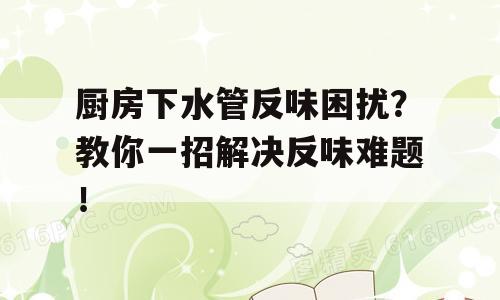 厨房下水管反味困扰？教你一招解决反味难题！
