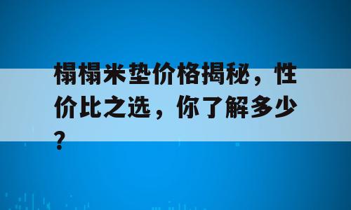 榻榻米垫价格揭秘，性价比之选，你了解多少？
