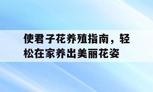 使君子花养殖指南，轻松在家养出美丽花姿