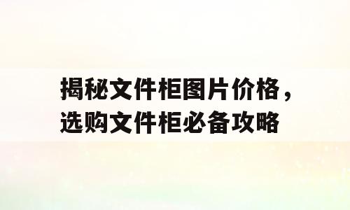 揭秘文件柜图片价格，选购文件柜必备攻略