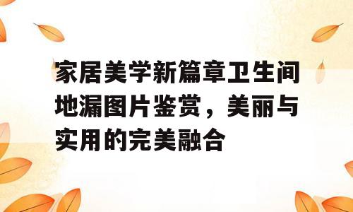 家居美学新篇章卫生间地漏图片鉴赏，美丽与实用的完美融合