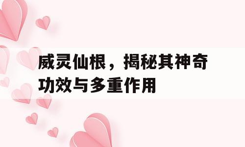 威灵仙根，揭秘其神奇功效与多重作用