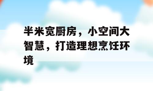 半米宽厨房，小空间大智慧，打造理想烹饪环境