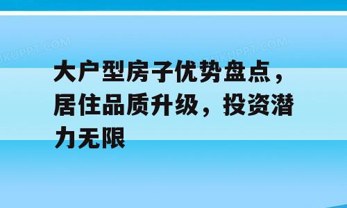 大户型房子优势盘点，居住品质升级，投资潜力无限