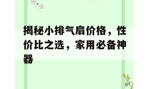 揭秘小排气扇价格，性价比之选，家用必备神器