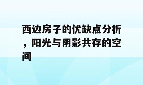 西边房子的优缺点分析，阳光与阴影共存的空间