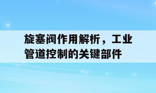 旋塞阀作用解析，工业管道控制的关键部件