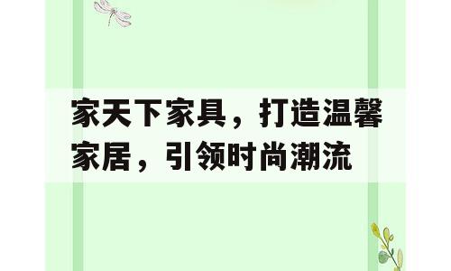 家天下家具，打造温馨家居，引领时尚潮流