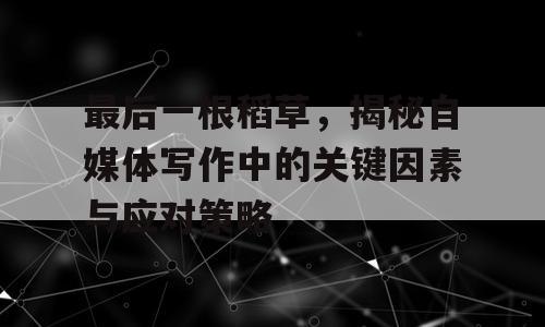 最后一根稻草，揭秘自媒体写作中的关键因素与应对策略
