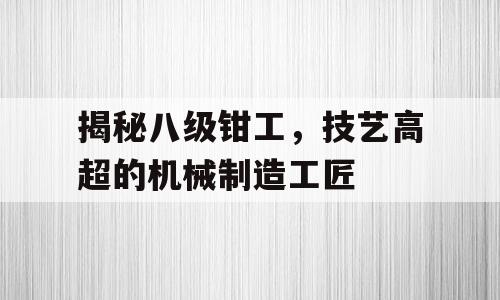 揭秘八级钳工，技艺高超的机械制造工匠