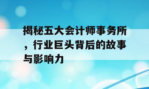 揭秘五大会计师事务所，行业巨头背后的故事与影响力