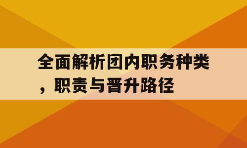 全面解析团内职务种类，职责与晋升路径