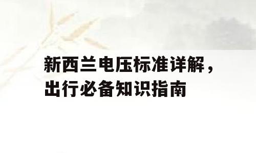 新西兰电压标准详解，出行必备知识指南