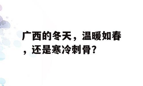 广西的冬天，温暖如春，还是寒冷刺骨？