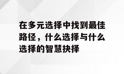 在多元选择中找到最佳路径，什么选择与什么选择的智慧抉择