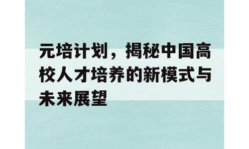 元培计划，揭秘中国高校人才培养的新模式与未来展望