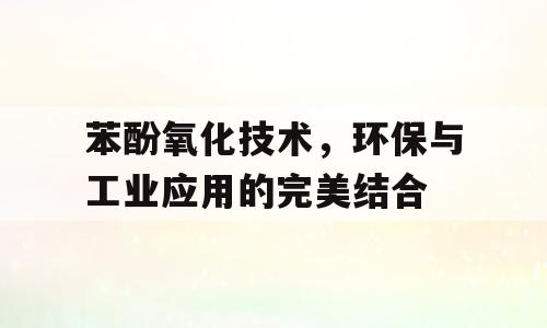 苯酚氧化技术，环保与工业应用的完美结合