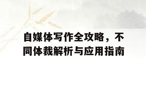 自媒体写作全攻略，不同体裁解析与应用指南