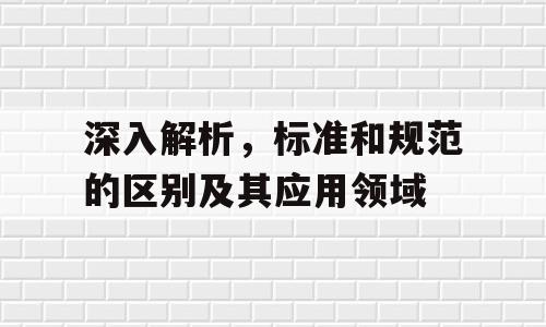 深入解析，标准和规范的区别及其应用领域