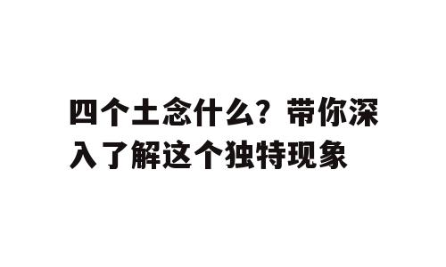四个土念什么？带你深入了解这个独特现象