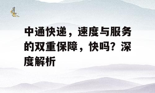 中通快递，速度与服务的双重保障，快吗？深度解析