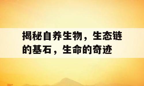 揭秘自养生物，生态链的基石，生命的奇迹