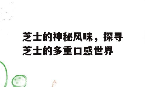 芝士的神秘风味，探寻芝士的多重口感世界