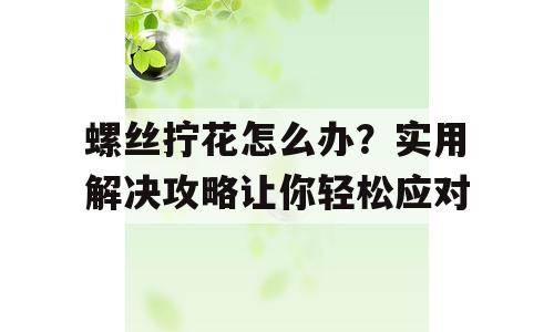 螺丝拧花怎么办？实用解决攻略让你轻松应对