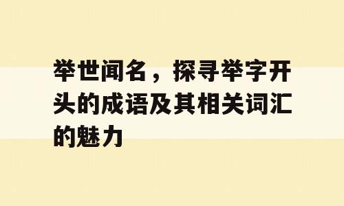举世闻名，探寻举字开头的成语及其相关词汇的魅力