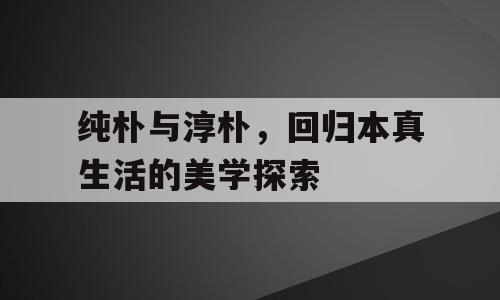 纯朴与淳朴，回归本真生活的美学探索