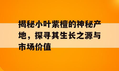 揭秘小叶紫檀的神秘产地，探寻其生长之源与市场价值