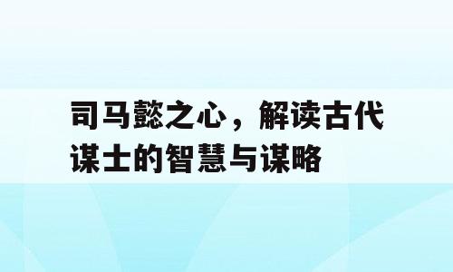 司马懿之心，解读古代谋士的智慧与谋略