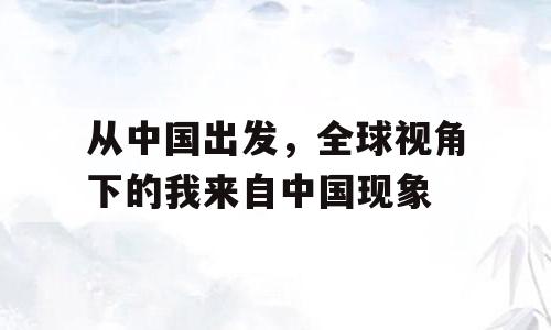从中国出发，全球视角下的我来自中国现象