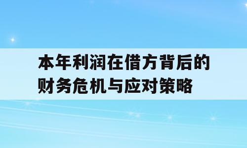 本年利润在借方背后的财务危机与应对策略