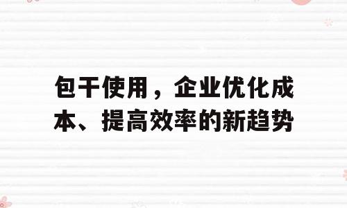 包干使用，企业优化成本、提高效率的新趋势