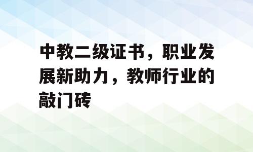 中教二级证书，职业发展新助力，教师行业的敲门砖