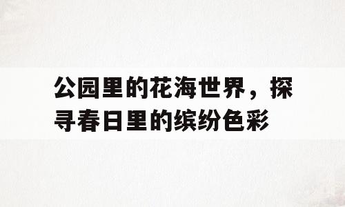 公园里的花海世界，探寻春日里的缤纷色彩
