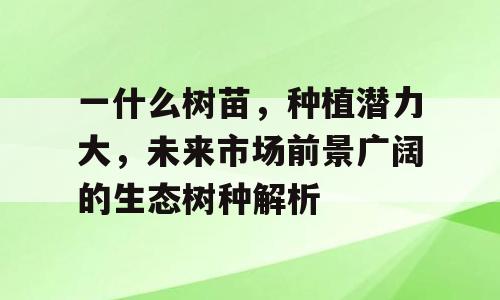 一什么树苗，种植潜力大，未来市场前景广阔的生态树种解析