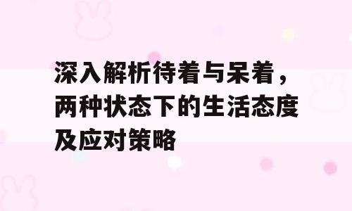 深入解析待着与呆着，两种状态下的生活态度及应对策略