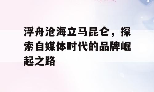 浮舟沧海立马昆仑，探索自媒体时代的品牌崛起之路
