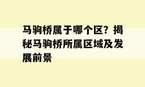 马驹桥属于哪个区？揭秘马驹桥所属区域及发展前景