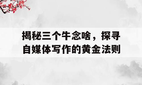 揭秘三个牛念啥，探寻自媒体写作的黄金法则