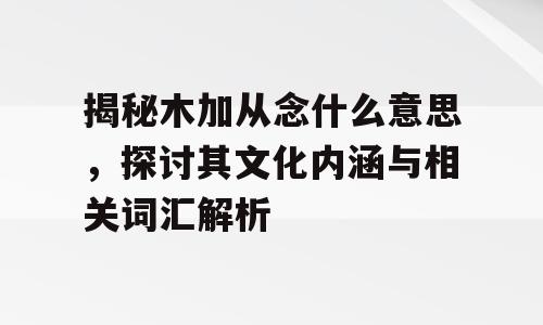 揭秘木加从念什么意思，探讨其文化内涵与相关词汇解析