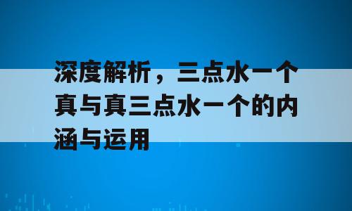 深度解析，三点水一个真与真三点水一个的内涵与运用