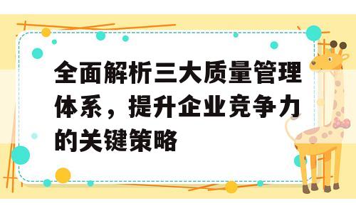 全面解析三大质量管理体系，提升企业竞争力的关键策略
