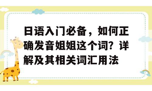 日语入门必备，如何正确发音姐姐这个词？详解及其相关词汇用法