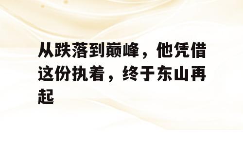 从跌落到巅峰，他凭借这份执着，终于东山再起